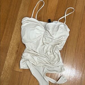 Express White Cream Bodysuit Body Contour Size Small